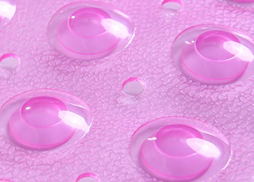 TIKE SMART Extra-Long Non-Slip Bathtub & Shower Mat 39”x16” (Smooth/Non-Textured Tubs Only) Safe, Clean, Machine-Washable, Superior Grip&Drainage, Vinyl, Transparent Pink - Thumbnail 4