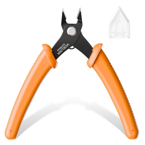 Image of VCELINK Flush Wire Cutter, Precision Side Cutter, Mini Wire Snips, Orange