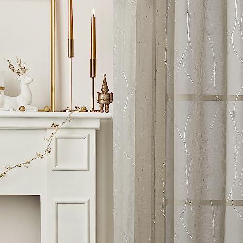 Deconovo Light Filtering Sheer Curtains 72 Inches Long for Living Room