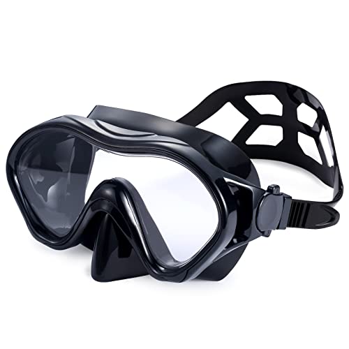 Diving Mask, Snorkel Mask For Adults, Scuba Diving Half Mask, Swimming Goggles With Anti-Fog Impact-Resistant Lens, Waterproof Silicone Nose Cover, & Mesh Bag #TOP9