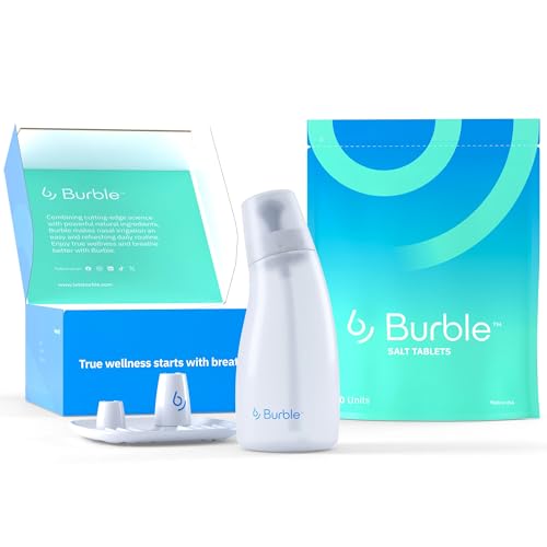 Nasal Irrigation System Starter Kit by Burble for Sinus Relief and Congestion, Nasal Cleaner for Adults & Kids - Includes Sinus Rinse Bottle, 30 Nasal Wash Tablets, & Drying Tray