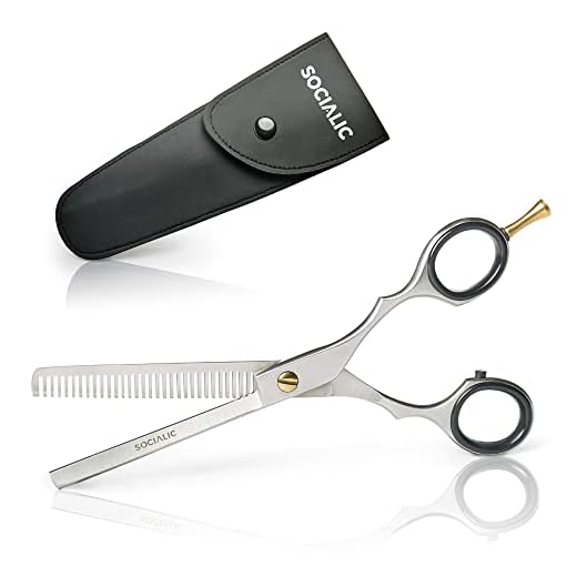 Socialic® Effilierschere Premium - Extra scharfe Modellierschere [16,5 cm] - Hochwertige Friseurschere zum Ausdünnen und in Form bringen von jeglichem Haar - Haarschere inkl. praktischem Etui