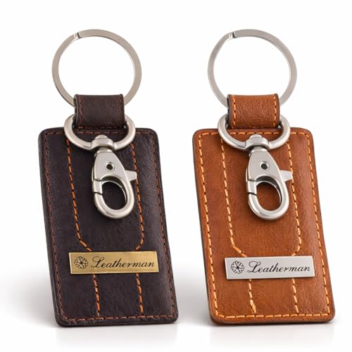 Leatherman Brown & Tan Leather Keychain (Set of 2) | Genuine Leat...