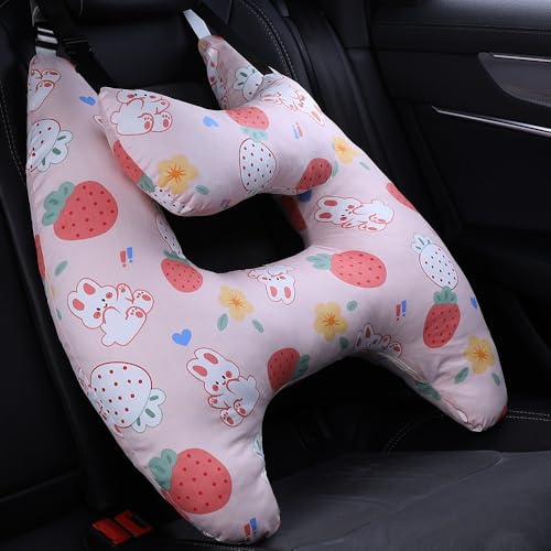 Tuyiutm 子供の車のヘッドレストの枕車の肩枕の後部首枕車の付属品の運転の枕快適な睡眠プロダクト多機能の枕のふわふわのクッション子供大人年配者の一般目的洗濯できるカバーを取付けること容易な (55x66cm,ネックピロー付き15)