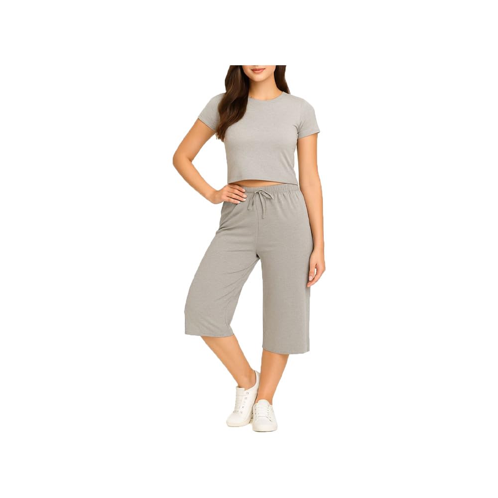 brand flex Women's Cotton Solid Plain Yoga Capri For Girls (Grey) Single Pack-picture-25