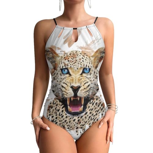 Maillots de bain une pièce léopard pour femme avec contrôle du ventre