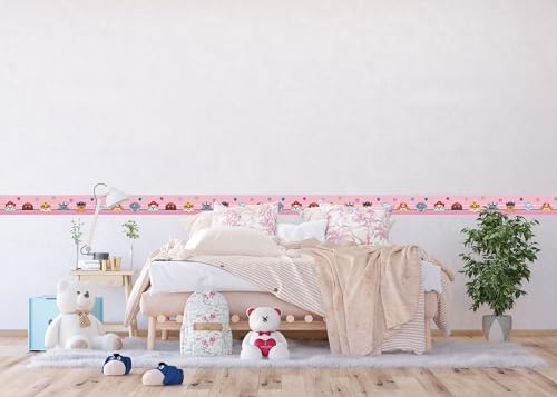 AG Design Selbstklebende Bordüre Paw Patrol Sei Glücklich, AWBD 8006 | Wasserfest Kinderzimmer Wand Dekoration | Wandbordüre für Mädchen und Junge | Folie, Mehrfarbig | Breite 500 cm x Höhe 13.8 cm
