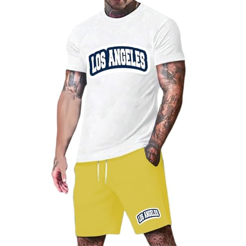 Ensemble de sport pour hommes York t-shirt et short décontracté jaune