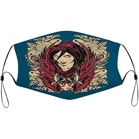 3 PCS Funny Polyester Black White Cloth Safety Face Dust Masks With Air Filter With Tattoo Art Zombie Horror Woman for Father Mother Brother Sister Present Gift Cover