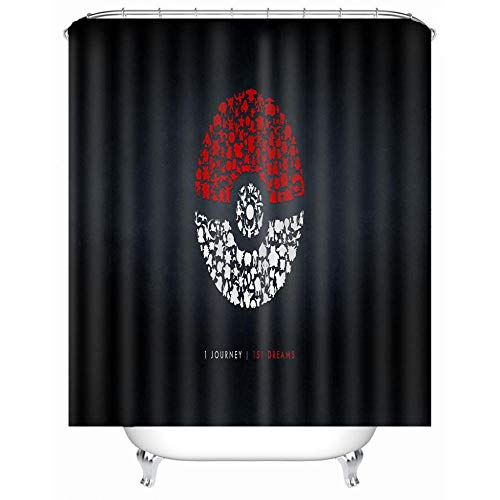 Pokémon Magic Ball impression numérique Polyester imperméable rideau de douche toilette rideau de douche-120 cm * 180 cm Cover