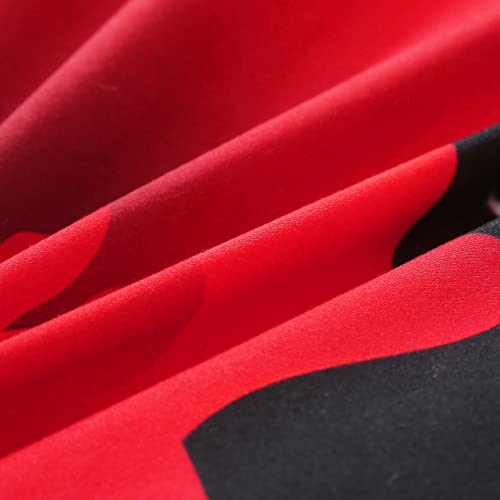 Djoymock Red Floral Comforter Set Queen Rose Pattern Lightweight Printed Down Alternative 3 Pieces Romantic Love Soft Microfiber Bedding Set For All Seasons 104"X90" #TOP7