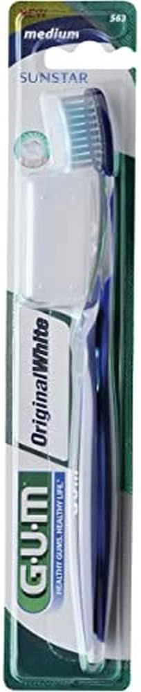 Sunstar Original White Toothbrush - Medium Bristles - Superior stain removal - Effective Plaque Removal of Teeth and Gum Line - Deep Cleaning - Assorted Colors