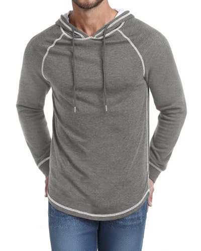 Image of AIYINO Men's Long Sleeve Hoodie Workout Gym Sweatshirt Muscle Fit Fashion Athletic Hoodies Pullover Cotton Hooded T-Shirts L Navy