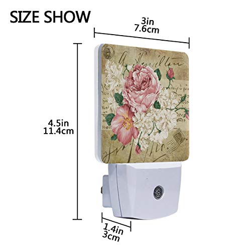 Alaza Set Of 2 Vintage Shabby Chic Pink Rose Floral Led Night Light Lamp Dusk To Dawn Sensor Plug In Room Decor For Adults #TOP3
