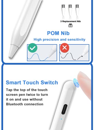 Stylus Pens For Touch Screens Pom Tip Magnetic Tablet Pen Rechargeable Digital Pen Compatible With Iphone/Ipad/Ipad Pro/Samsung/Lenovo/And Other Ios/Android Smartphone And Tablet Devices #TOP4