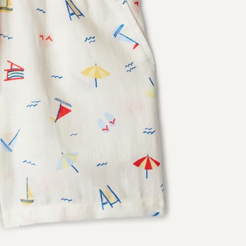 Image of Amazon Essentials x Sofia Grainge Toddlers and Baby Boys' Cotton Linen Short Sleeve Shirt & Shorts Play Set