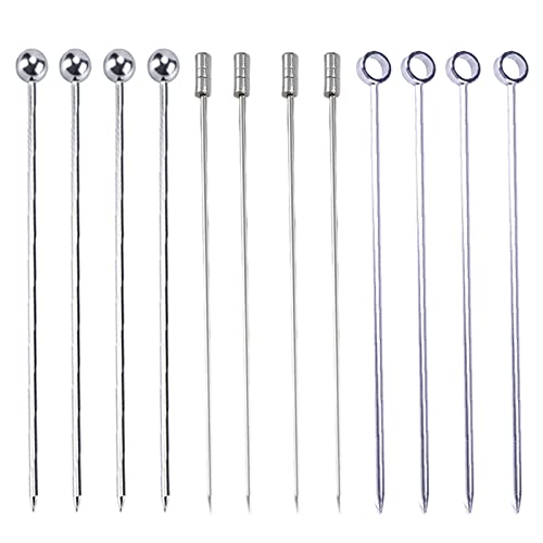 Brochetas CóCtel Frutas Acero Inoxidable,Palillos De CóCtel Reutilizables De Acero Inoxidable,Palillos Martini,Palitos Frutas Para CóCtel,para Bares,Fiesta CumpleañOs,Snacks,Aperitivos (12 Piezas) Cover