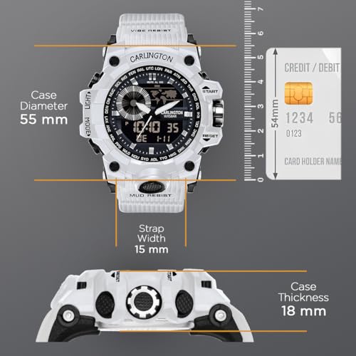 Image of Carlington Analog-Digital Sports Watch: Chronograph, Dual Time, Alarm, Stopwatch, Water-Resistant, Shock-Resistant, Back Light Display- The Perfect Watch for Men and Boys - CT3388