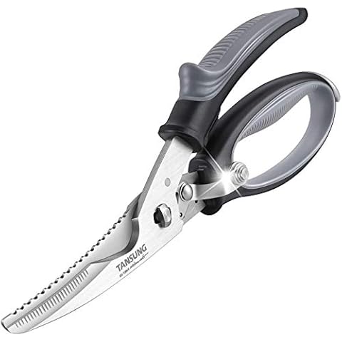 Poultry Shears TANSUNG Detachable Kitchen Scissors for Meat, Heavy Duty Kitchen Shears with Soft Grip Handles - Stainless Steel Scissors for Chicken, Fish| Dishwasher Safe (Black) Cover