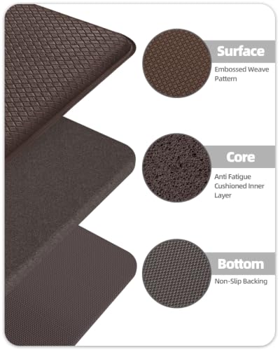 Miniatura 7 de Color Geometry Alfombra Cocina Antideslizante - 44x200cm, Almohadilla Antifatiga Suave, Impermeable, Resistente Al Aceite Y Antideslizante, Ideal Para Zona Del Fregadero, Placa De Cocción, Marrón