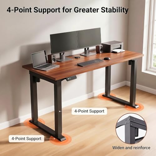 Image of HUANUO 4-Leg Dual Motor Electric Standing Desk Frame, Black Frame Only