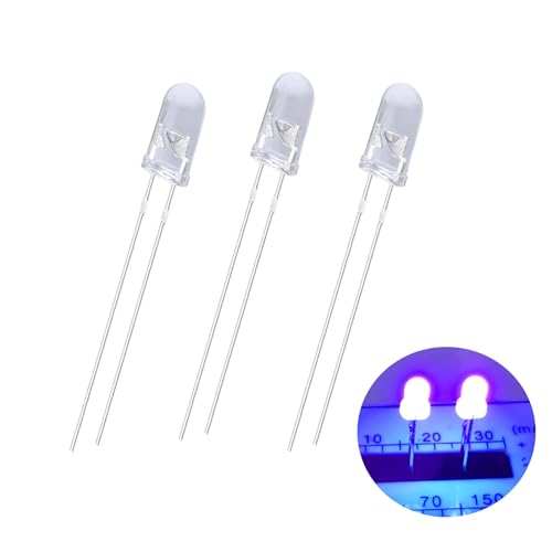 3MM Diodos LED UV, Cabeza Redonda Diodos Emisores de Luz UV Diodo Led para Proyectos Científicos, Escolares y DIY, 120 piezas