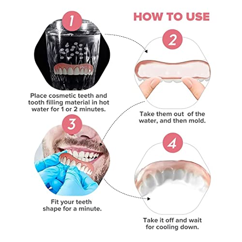 Fake Teeth, 2 Pcs Veneers Dentures Socket For Women And Men, Dental Veneers For Temporary Tooth Repair Upper And Lower Jaw, Protect Your Teeth And Regain Confident Smile, Bright White.-1 #TOP4