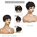 BOBCOO Natural Dark Brown Short Pixie Wigs for Black Women - Curly Synthetic Layered Cut with Glueless Design & Bangs | African American Natural Wave Pixie Wig for Women