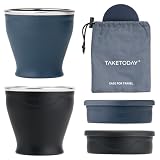 TakeToday Collapsible Cup 8 oz 2-Pack for Travel, Navy & Charcoal