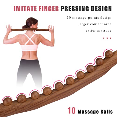 Keweis Lymphatic Drainage Massager, 23 Inch Wood Guasha Massage Stick Handheld, Manual Wood Therapy Massage Tools For Neck And Back Relieving Muscle Soreness Stomach Body Leg Shaping Anticellulite #TOP3