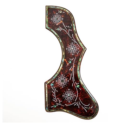 Golpeador de guitarra acústica, para Gibson J-200 SJ-200, placa de arañazos de 2 mm de grosor con diseño de corona de borde de concha de abulón real, autoadhesivo, ajuste universal para guitarra de 43