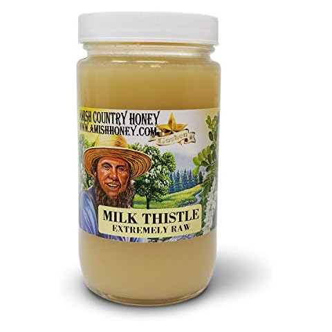 Goshen Amish Country Honey Extremely Raw MILK THISTLE Honey 100% Natural Domestic Honey with Health Benefits Unfiltered Unprocessed | OU Kosher Certified | 454 G Glass Jar Cover