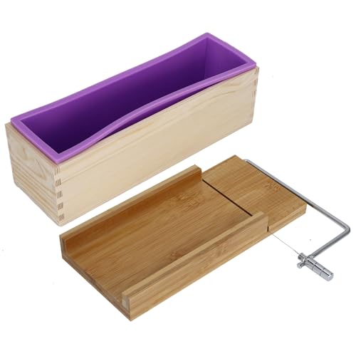 Annadue Ensemble de -moule pour Fabrication de Savon, Bougie et Pain, Fait à la Main, Fournitures de Cuisine, DIY (Set 4 (assiette plate en bambou + boîte en bois)