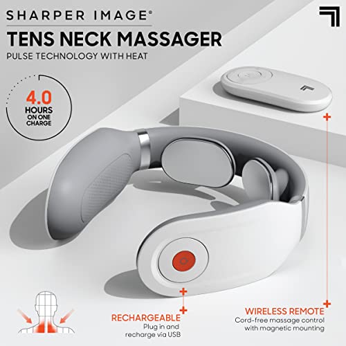 Sharper Image Neck Tens Muscle Stimulator With Soothing Heat & Wireless Remote, Pain Relief Therapy With 3 Massage Modes & 15 Intensity Levels, Usb Rechargeable, 4 Hour Battery Life #TOP1