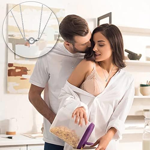 MANVEN Magnetic Couples Necklaces For Men Women Relationship Pendant Magnet Couple Necklace for Girlfriend Boyfriend Husband Wife Best Friend Matching Jewelry Gift for Him and Her