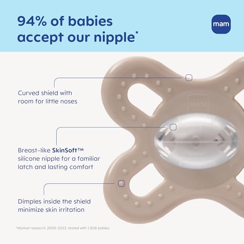 Image of MAM Original Start Baby Pacifiers 0-3 Mths Skin Soft Silicone, 2 Pack