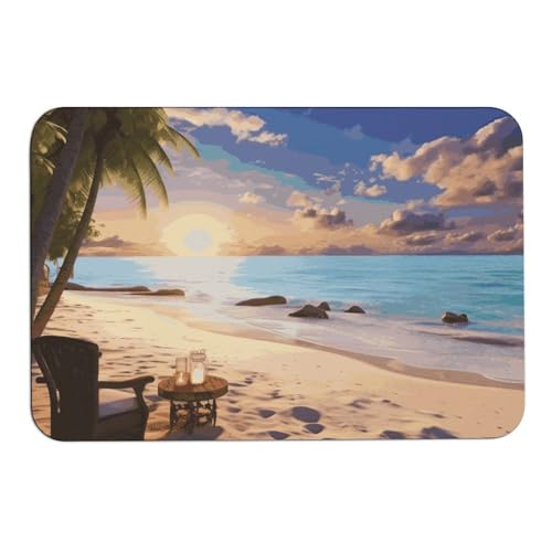 Tapis absorbant l'eau en diatomée imprimé plage romantique 60x39 - 2