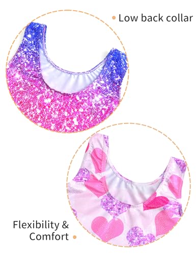 Image of 2 Pack Leotard for Girls Gymnastics Sparkly Sleeveless Unitards
