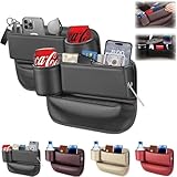2 Pack Car Leather Cup Holder Gap Bag, Car Seat Gap Filler Organizer with Cup Holder and Charging Hole, Leather Car Seat Gap Filler Organizer, Car Organizers for Keys, Cards, Phone, Sunglasses
