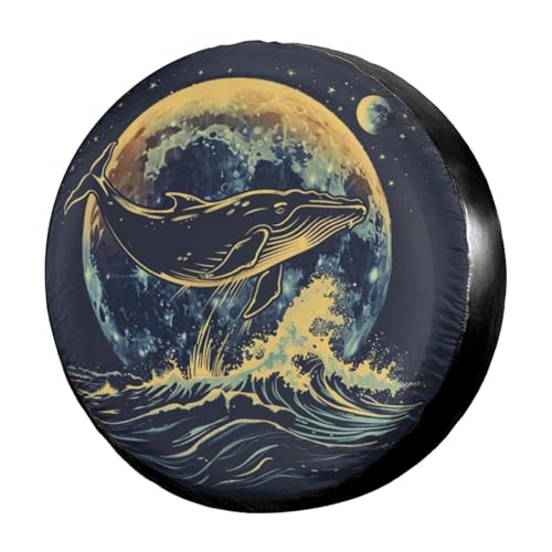 Image of Delerain Moon Night Whale Spare Tire Cover Wheel Protectors Sun Protector Waterproof for Trailer RV SUV Truck and Many Vehicle(16 Inch for Diameter 29 inch-31 inch)