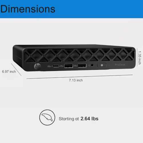 Image of HP ProDesk 4 Mini G1i Business Desktop AI PC (Intel Core Ultra 5 235T (> Ultra 7 165U), 16GB DDR5 RAM, 512GB SSD), MFF, 2x DisplayPort, Ethernet, HDMI, USB-C, Max to 3 Displays, WiFi 6E, Win 11 Pro