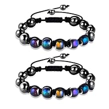 Yolev 2 Pieces Adjustable Mood Bracelet Dazzling Shimmer Color Changing Beads Yoga Beads Bracelet for Men Women