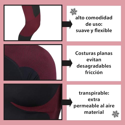 ALPIDEX Ropa Interior térmica Hombre cálido Deportes Funcional Transpirable esquí Deportes Conjuntos térmicos Invierno otoño, Tamaño:l/XL, Color:Negro-Rojo - imagen 3