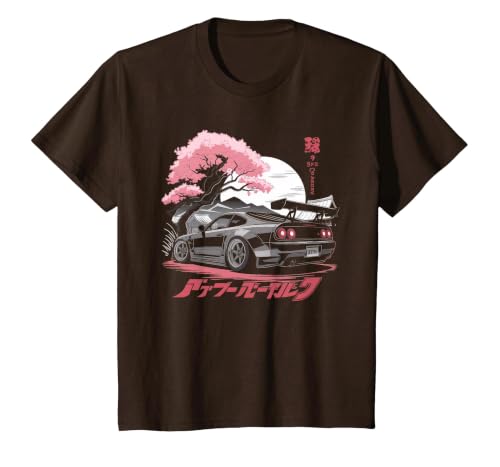Japanese Car Tshirt Men JDM Japan Street Racing Streetwear T-Shirt, Youth, Brown, 4T