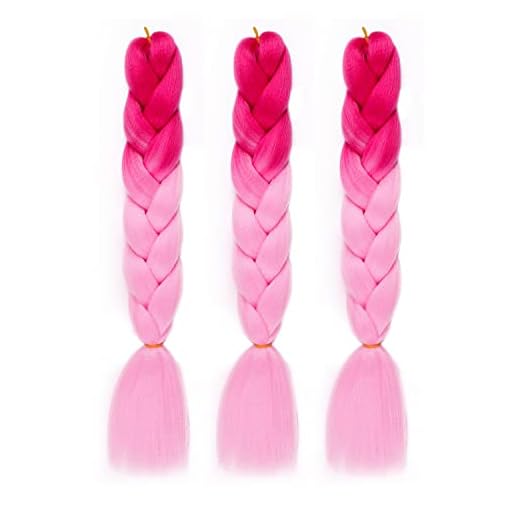 MAYSA Pink Ombre Jumbo Braiding Hair For Women and Girls 24 Inch Ombre Colors Soft Braid Hair Extensions 3Packs Braiding Hair High Temperature Synthetic Fiber (Hot Pink-Pink)