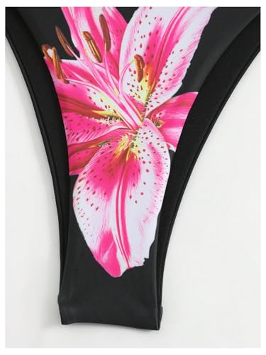 GORGLITTER Women's 3 Piece Swimsuits Floral Print Halter Triangle Tie Side Bikini Set with Cover Up Skirt4