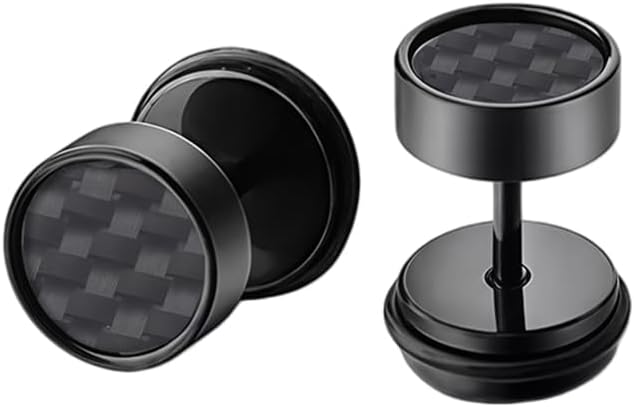 NewZenro 18G Black Checker Flat Screw Back Cartilage Small Stud Earrings for Men Women Punk Unique Stainless Steel Barbell Tiny Tragus Piercing Sleeper Studs Fashion Jewelry