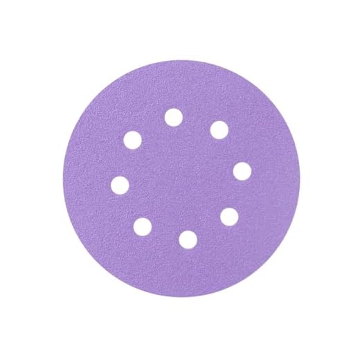 5 Inch 8 Hole 600 Grit Ceramic Sanding Discs Hook and Loop Film Disc 50 Pcs | Purple Sanding Pads Heavy-Duty Sanding Disc Orbital Sander Sandpaper for Wood Auto Metal