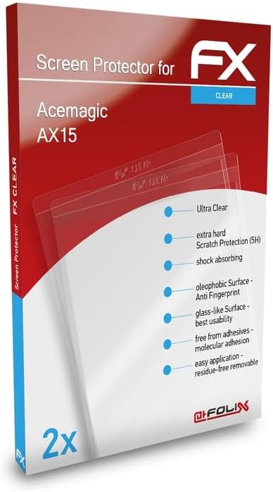 atFoliX Schutzfolie kompatibel mit Acemagic AX15 Folie, ultraklare FX Displayschutzfolie (2X) atFoliX Schutzfolie kompatibel mit Acemagic AX15 Folie, ultraklare FX Displayschutzfolie (2X)
