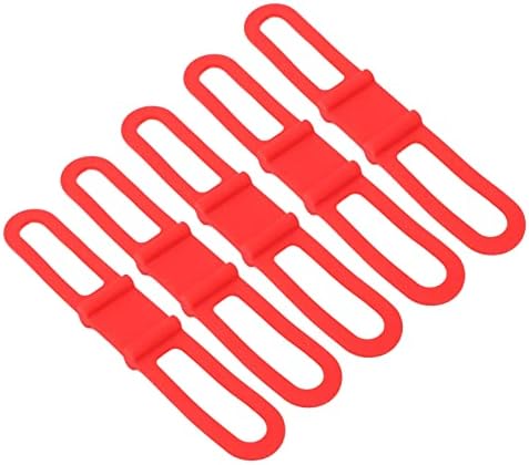 Keenso Bike Silicone Strap 5 Pack Universal Handlebar Mount Holder Silicone Bands for Flashlight Phone Pump Tool Kit 14 Cm Quick Install for Road Mountain Folding Bikes (Red) — view 7